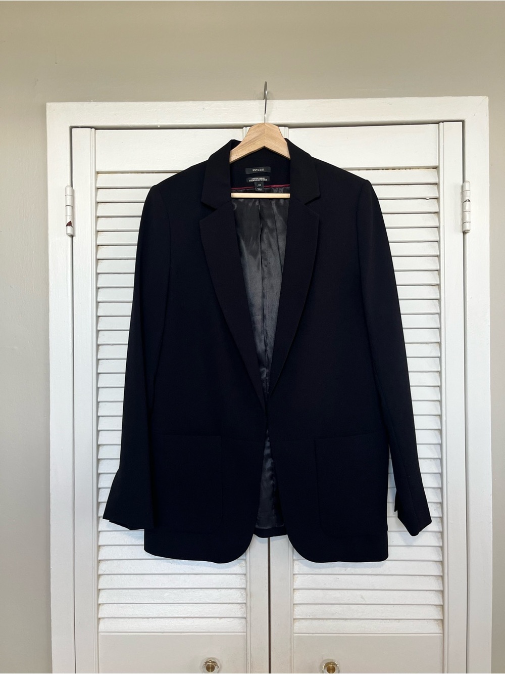 RW&CO. Black Open Front Blazer with Subtle Pink Trim